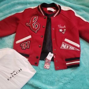 Coach leather and wool jacket coat lettermen